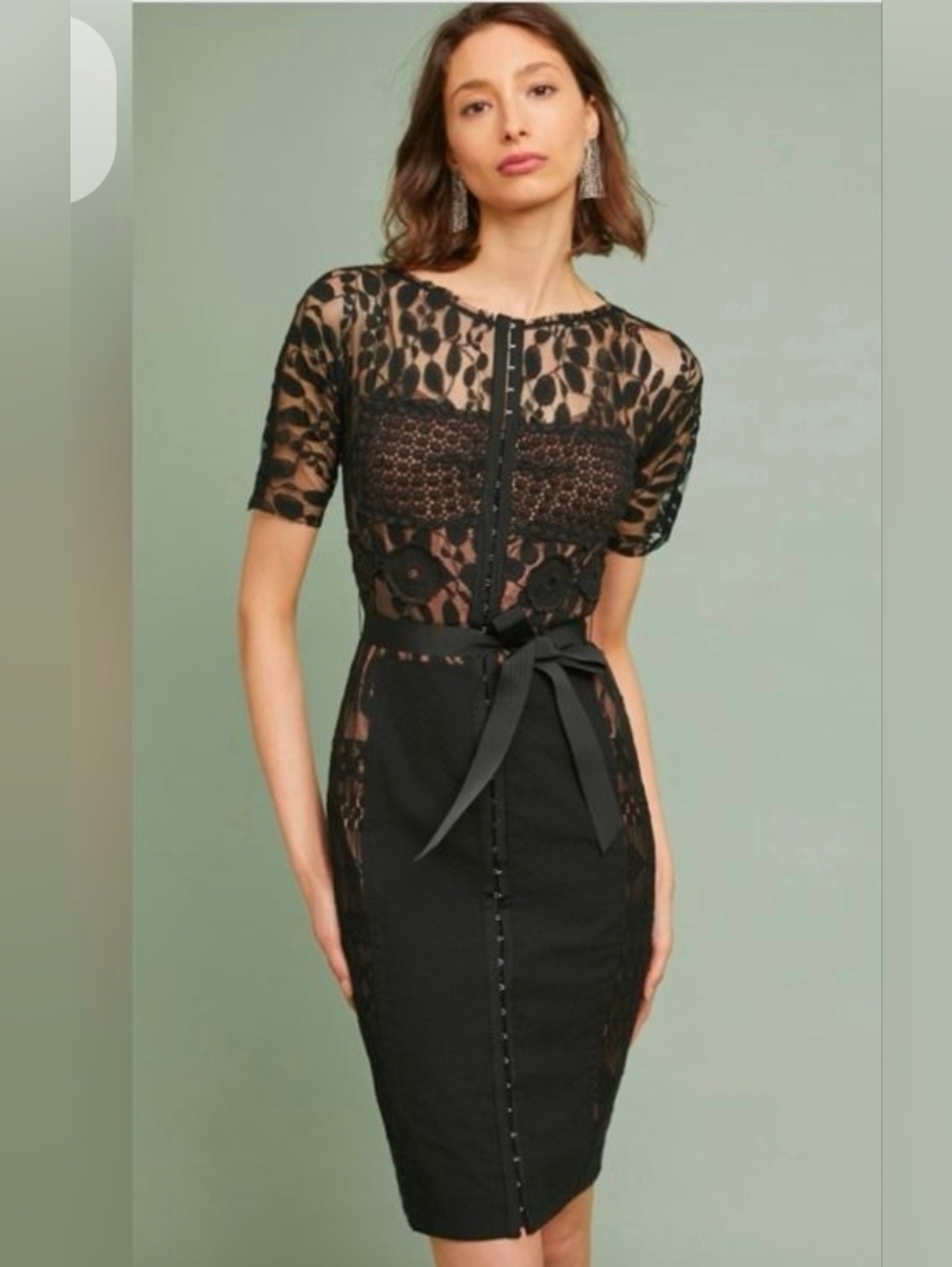Most gorgeous BYRON LARS lace layered fitted cocktail dress! 2 Petite